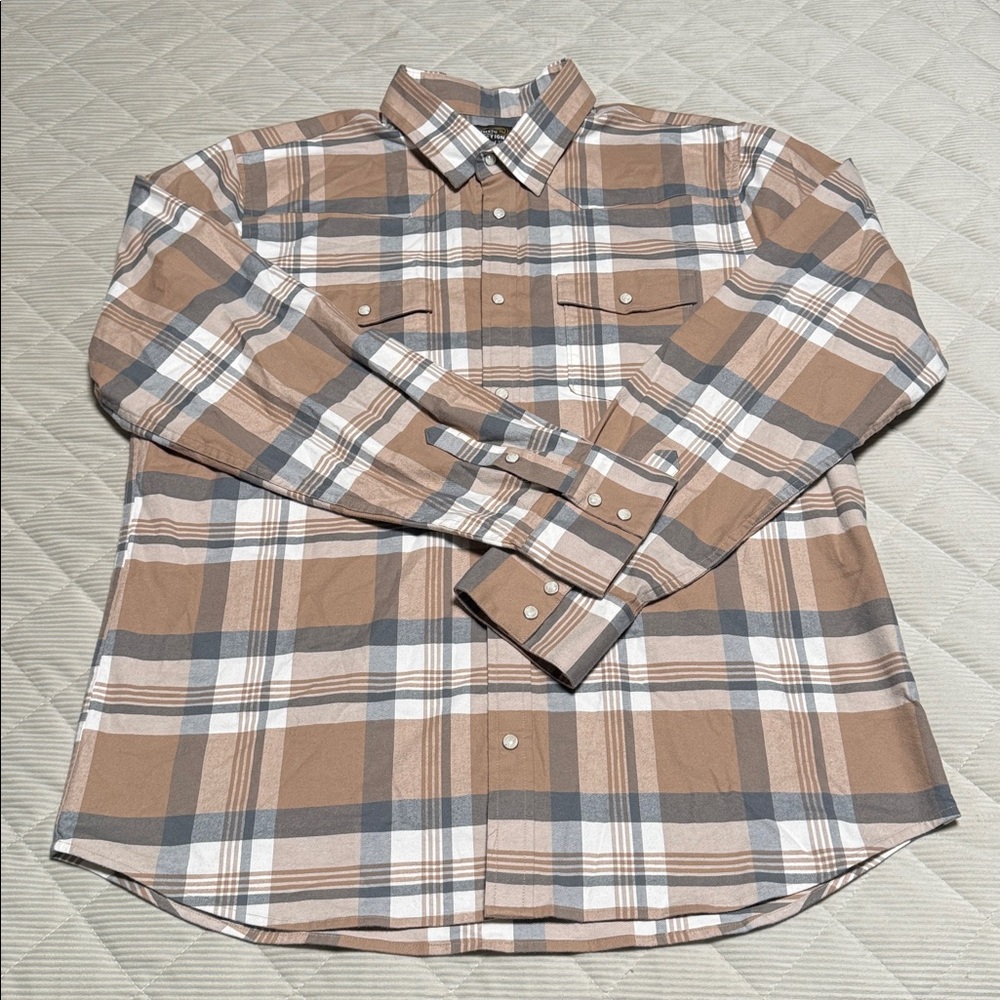 SNAPS Authentic Heritage Collection Tan and Gray Plaid Shirt Limited Edition XL